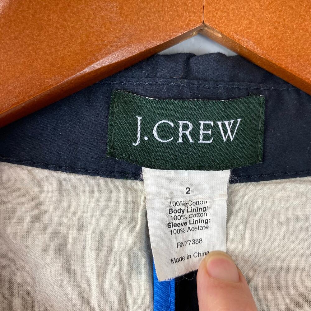 J Crew Navy Lightweight Button Up Hooded Jacket Size 2 - Picture 5 of 5